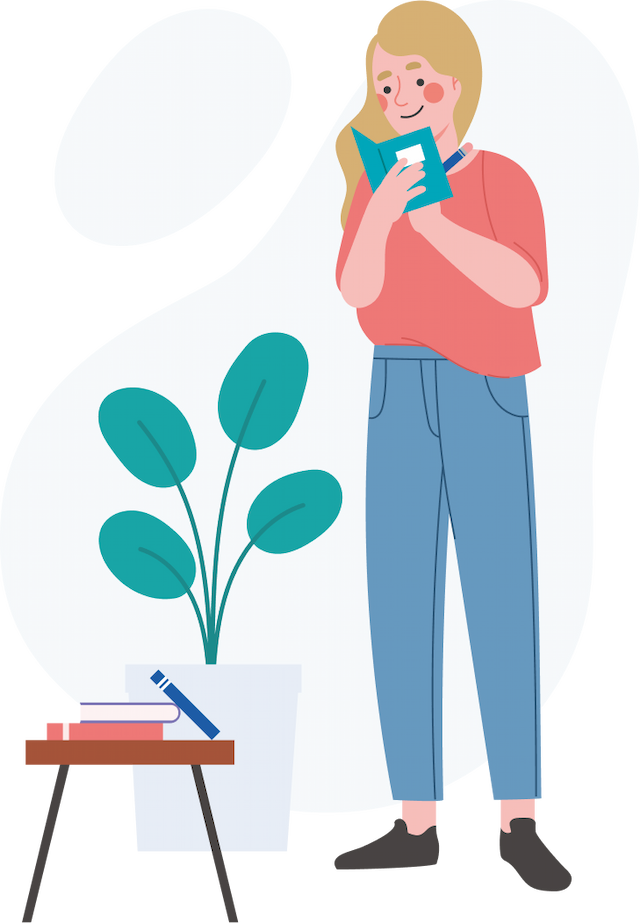 mujer con un libro de plantas